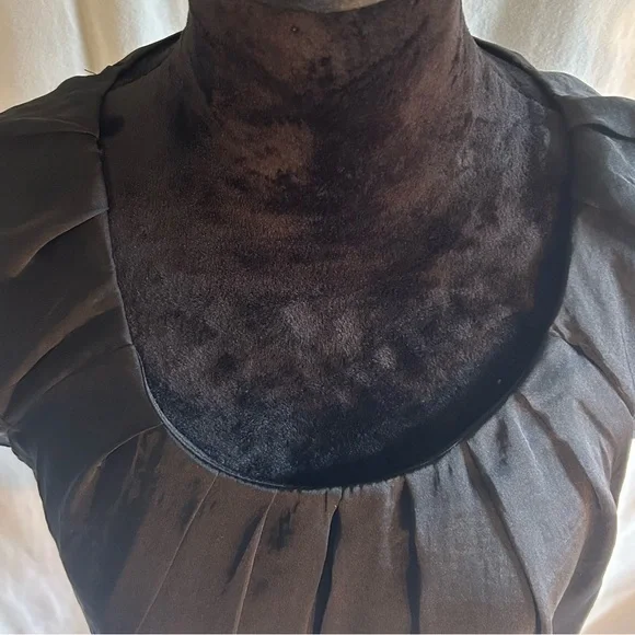 Spense Pleated Neckline Black Blouse With Fluttery Sleeves Women’s Size Large - Picture 2 of 7